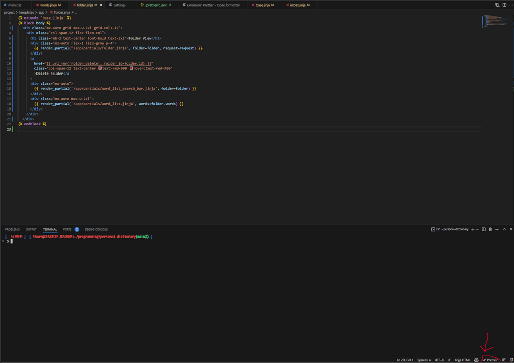 How to Configure Prettier + TailwindCSS + Jinja in VSCode